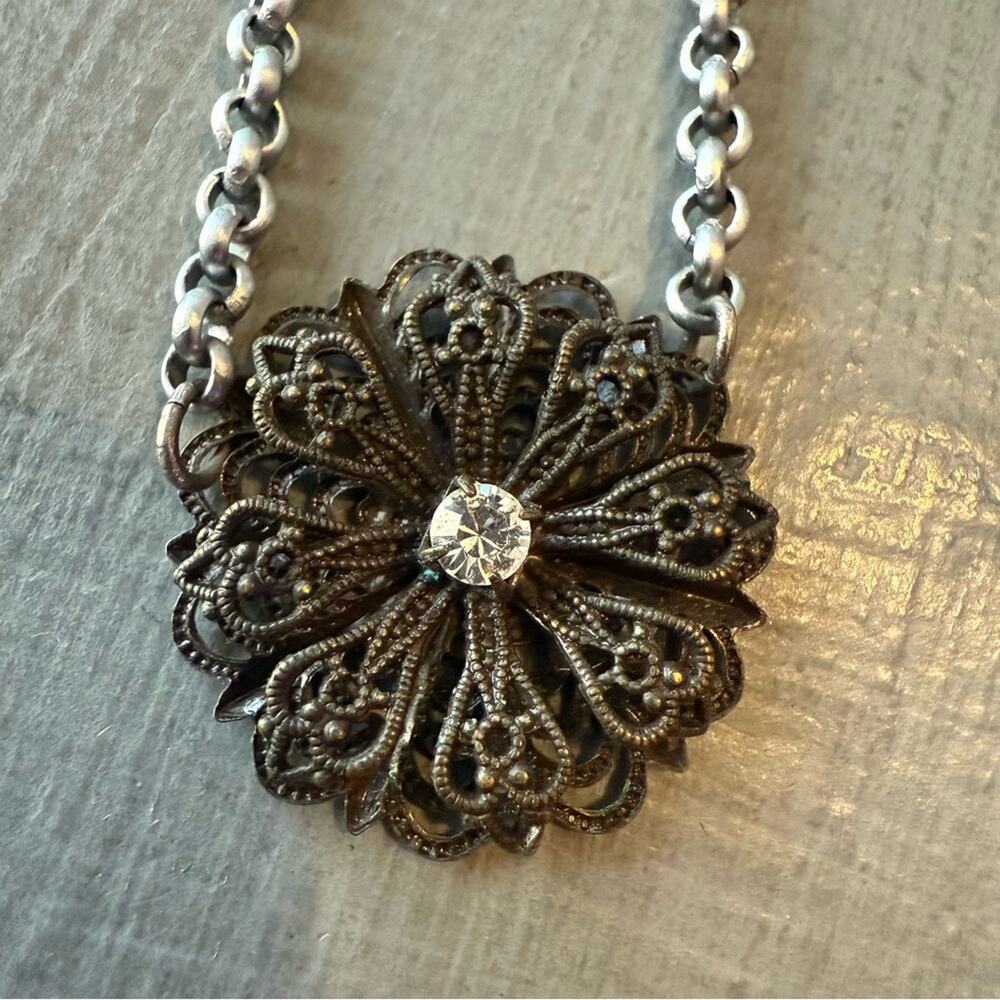 Sabika Crystal Flower Pendant Necklace